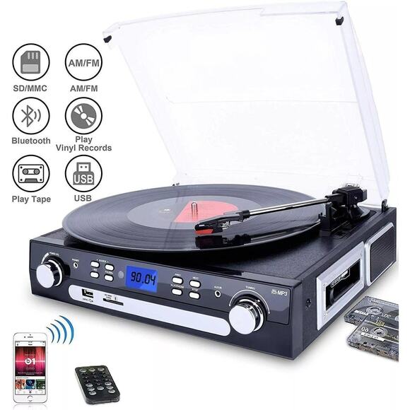 DIGITNOW! M36 Bluetooth Record Player MP3 Cassette Radio Turntable | Open Box - Picture 5 of 7